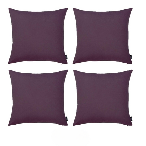 Homeroots Home Decor Set Of Four 22 x 22 Inches Purple Polyester Zippered Pillow Cover