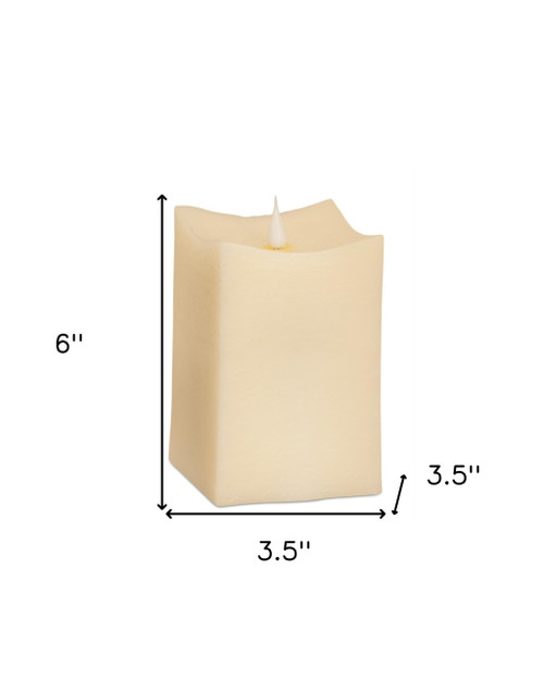 Set of Two Beige Flameless Pillar Candle
