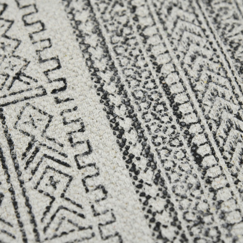 8' Ivory Black And Gray Geometric Flatweave Handmade Distressed Runner Rug With Fringe