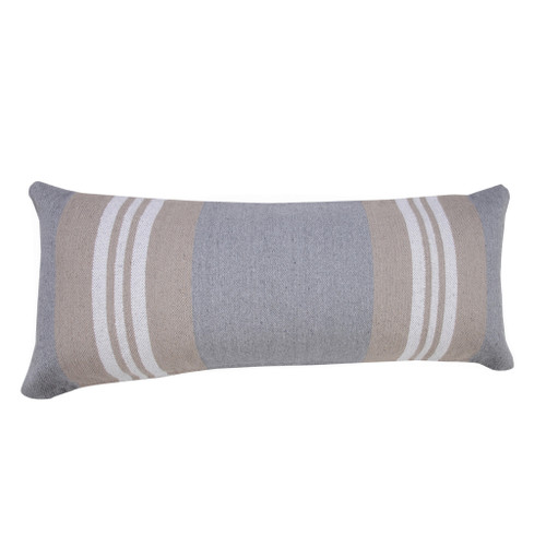 Homeroots Home Decor 14 X 36 Inches Beige and Gray Striped Cotton Zippered Pillow