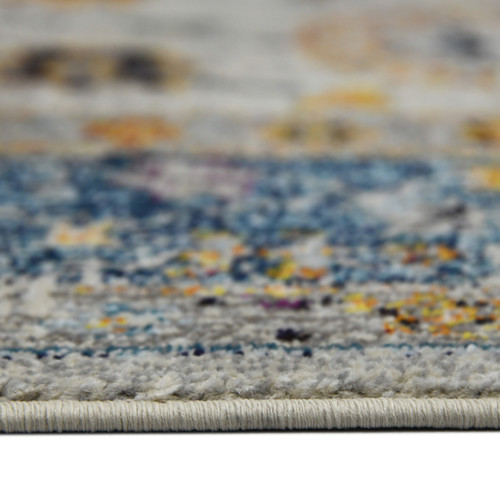 Homeroots Home Decor 9' x 12' Blue and Orange Floral Power Loom Area Rug