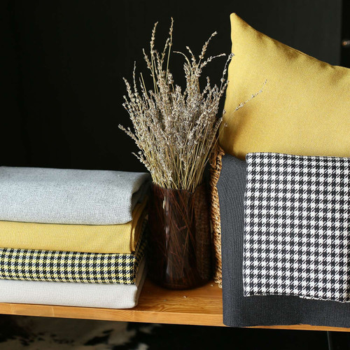 Homeroots Home Decor Set Of Two 18 x 18 Inches Grey And Yellow Polyester Geometric Zippered Pillow
