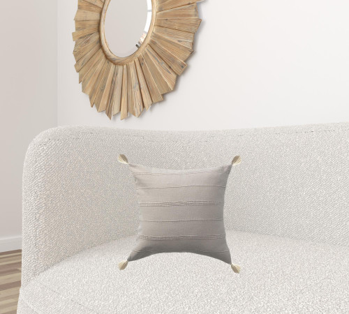 Homeroots Home Decor 18 X 18 Inches Beige 100% Cotton Zippered Pillow