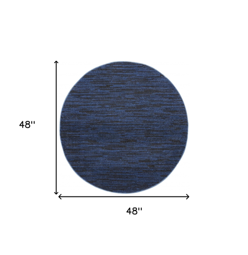 4' Blue Round Indoor Outdoor Area Rug