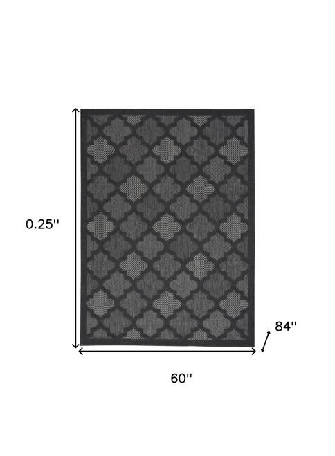 5' X 7' Charcoal Indoor Outdoor Area Rug