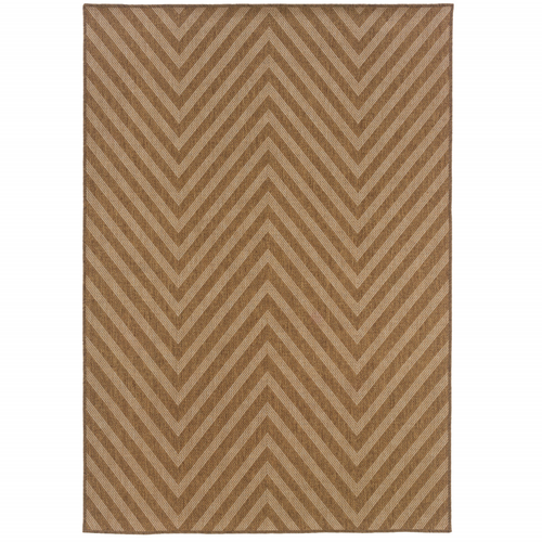2' X 4' Tan Geometric Stain Resistant Indoor Outdoor Area Rug