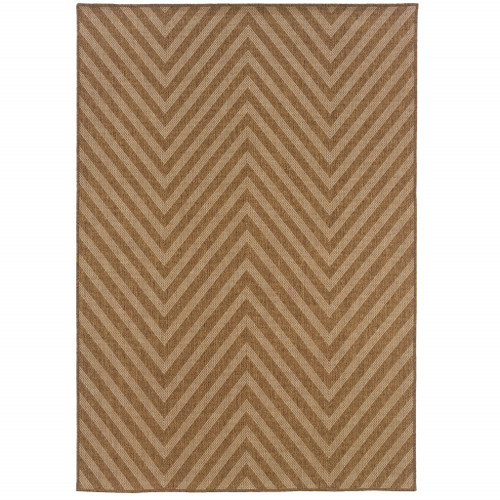 2' X 4' Tan Geometric Stain Resistant Indoor Outdoor Area Rug - Tan