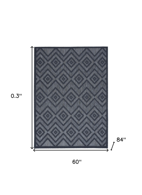 5' X 7' Blue Indoor Outdoor Area Rug