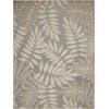 5' X 8' Beige Gray And Ivory Botanical Leaves Indoor Outdoor Area Rug