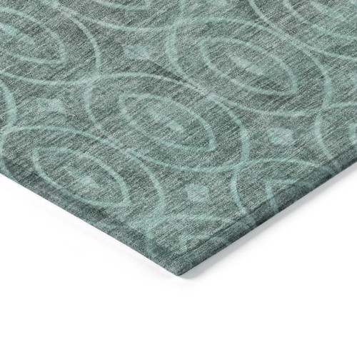 10' X 14' Teal Blue Geometric Washable Indoor Outdoor Area Rug