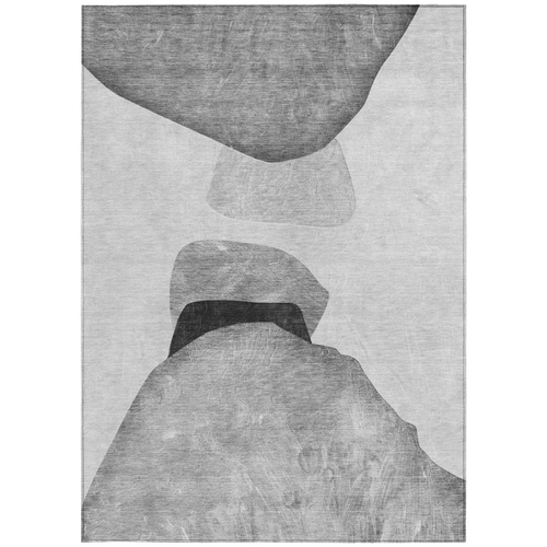 10' X 14' Gray and Black Abstract Washable Non Skid Indoor Outdoor Area Rug