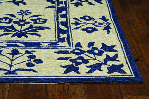 2' X 3' Blue Floral Handmade Indoor Outdoor Area Rug - Blue