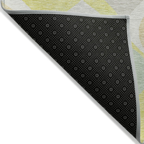 8' Yellow Mint Green And Beige Round Ogee Washable Indoor Outdoor Area Rug