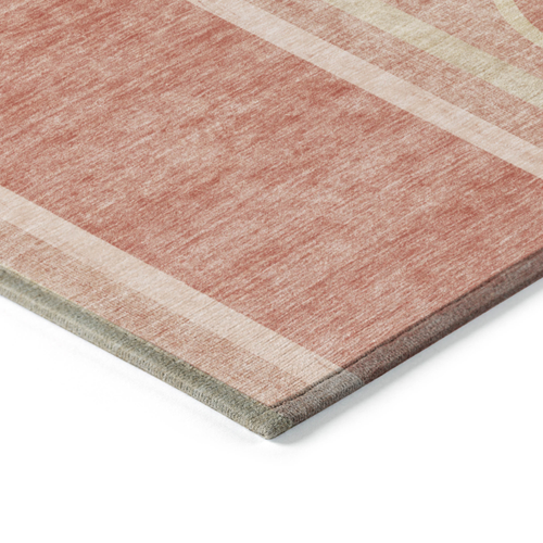 9' X 12' Salmon Abstract Washable Indoor Outdoor Area Rug