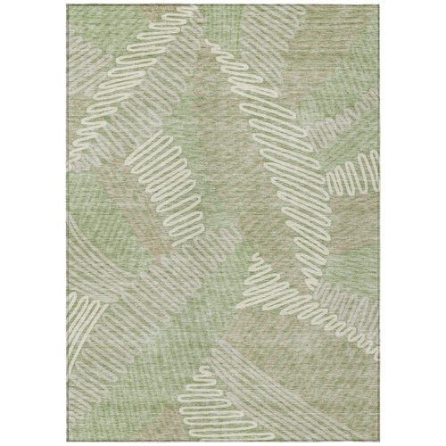 10' X 14' Artichoke Green Brown And Ivory Floral Washable Indoor Outdoor Area Rug