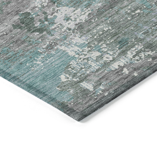 8' X 10' Blue And Teal Blue Abstract Washable Indoor Outdoor Area Rug