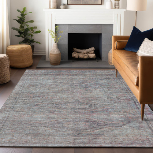 10' X 14' Pewter And Gray Aztec Washable Indoor Outdoor Area Rug