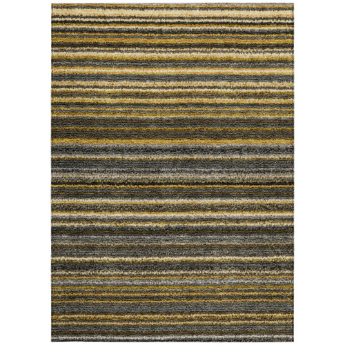 8' X 10' Gold Beige And Wheat Striped Washable Indoor Outdoor Area Rug