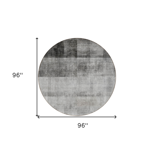 8' Round Gray Round Ombre Washable Non Skid Indoor Outdoor Area Rug