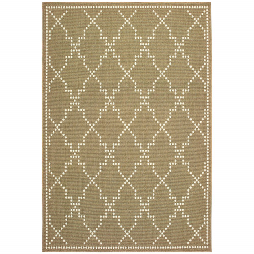 Homeroots Outdoor 6' x 9' Tan Geometric Stain Resistant Indoor Outdoor Area Rug