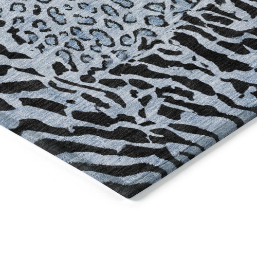 10' X 14' Blue Animal Print Washable Indoor Outdoor Area Rug