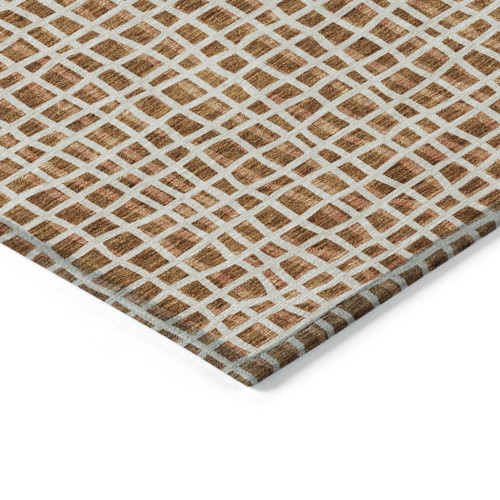 8' Orange Beige And Copper Round Striped Washable Indoor Outdoor Area Rug