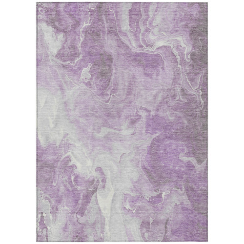 8' X 10' Lavender And Ivory Abstract Washable Indoor Outdoor Area Rug