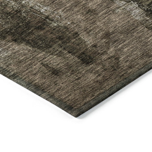 8' Brown Black And Beige Round Abstract Washable Indoor Outdoor Area Rug