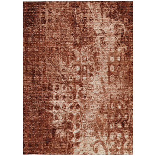 10' X 14' Orange Ikat Washable Indoor Outdoor Area Rug