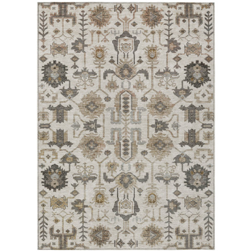 10' X 14' Ivory Beige And Taupe Oriental Washable Indoor Outdoor Area Rug