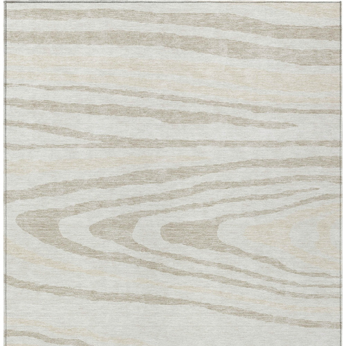 9' X 12' Ivory Beige And Taupe Faux Bois Washable Indoor Outdoor Area Rug
