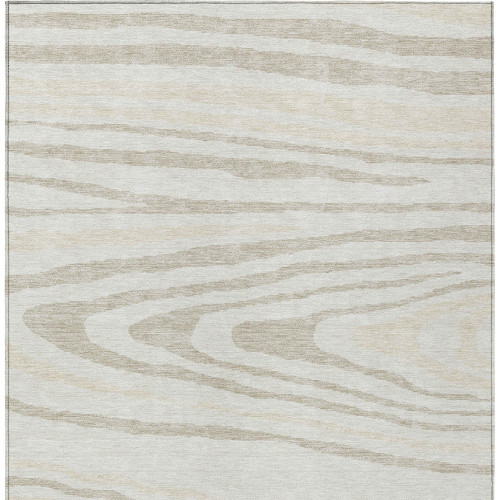 9' X 12' Ivory Beige And Taupe Faux Bois Washable Indoor Outdoor Area Rug