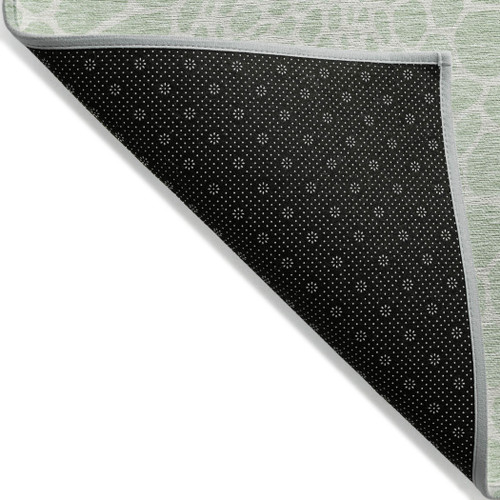 8' X 10' Mint Green And Ivory Geometric Washable Indoor Outdoor Area Rug