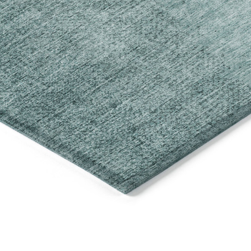 9' X 12' Teal Blue And Aqua Abstract Washable Indoor Outdoor Area Rug
