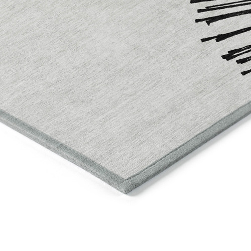 10' X 14' Black And Ivory Abstract Washable Indoor Outdoor Area Rug