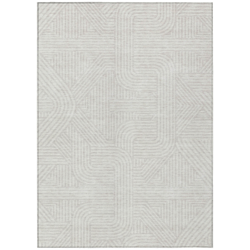 10' X 14' Ivory And Gray Abstract Washable Indoor Outdoor Area Rug