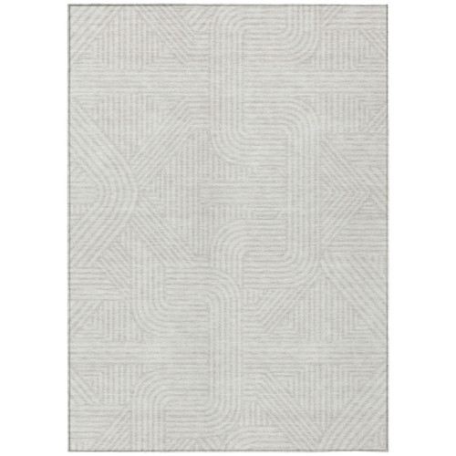 10' X 14' Ivory And Gray Abstract Washable Indoor Outdoor Area Rug