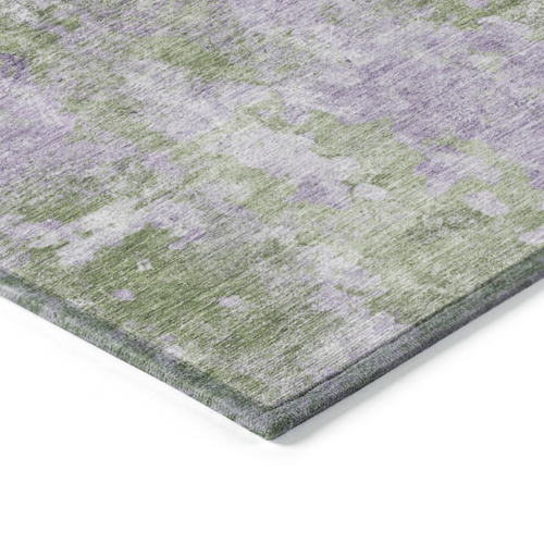 8' Green And Purple Round Abstract Washable Indoor Outdoor Area Rug