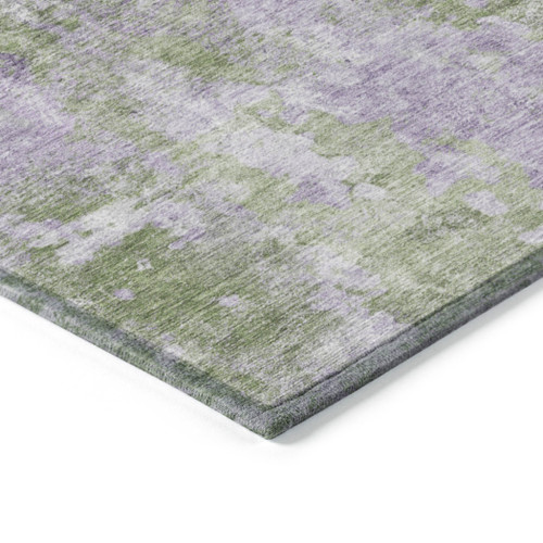 8' Round Green and Purple Round Abstract Washable Non Skid Indoor Outdoor Area Rug