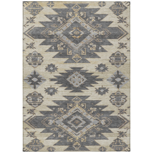 8' X 10' Beige And Gray Tribal Washable Indoor Outdoor Area Rug