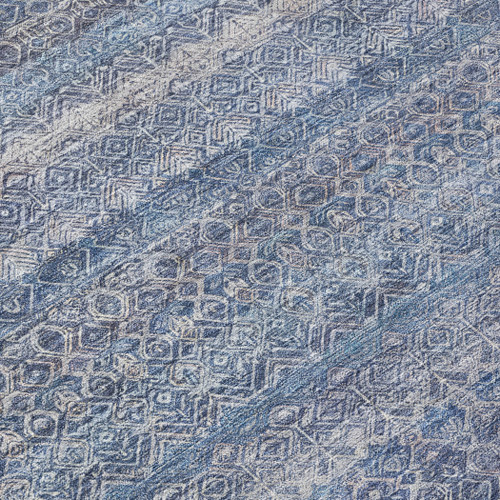 8' X 10' Blue And Sky Blue Striped Washable Indoor Outdoor Area Rug