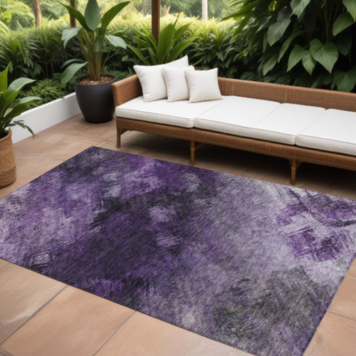 10' X 14' Purple Eggplant And Lavender Abstract Washable Indoor Outdoor Area Rug