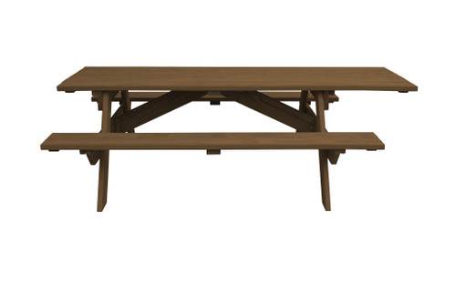 94" Brown Solid Wood Outdoor Picnic Table Decor