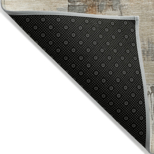 8' Ivory And Rust Round Abstract Washable Indoor Outdoor Area Rug