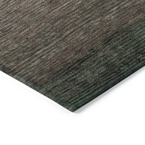Khaki Striped Washable Indoor Outdoor Area Rug