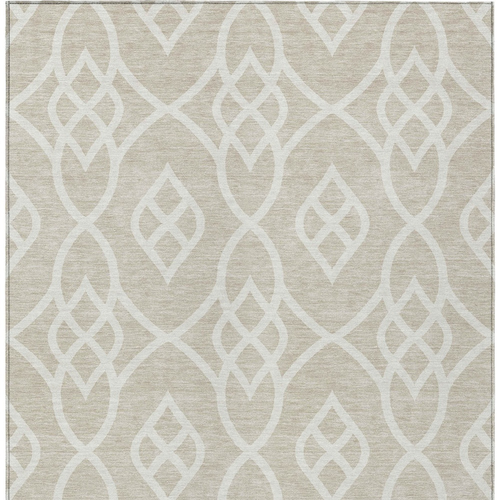 8' X 10' Beige And Ivory Trellis Washable Indoor Outdoor Area Rug