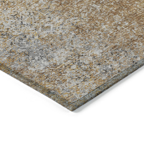 8' X 10' Terra Cotta Silver And Charcoal Oriental Washable Indoor Outdoor Area Rug