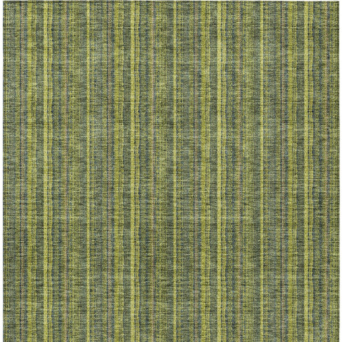 10' X 14' Olive Green And Lime Green Striped Washable Indoor Outdoor Area Rug