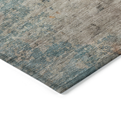 10' X 14' Teal Blue Abstract Washable Indoor Outdoor Area Rug