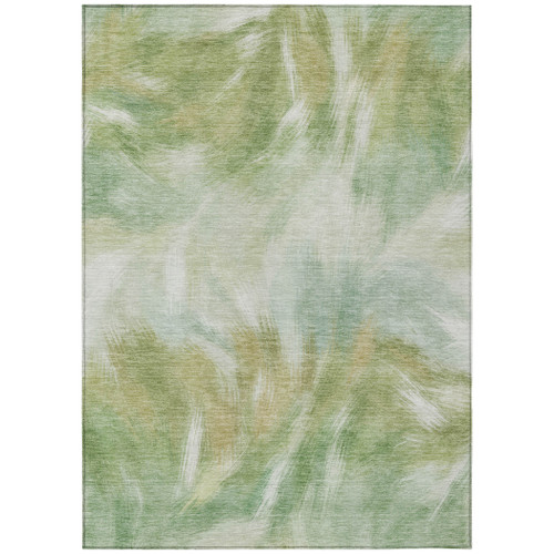 10' X 14' Green And Ivory Abstract Washable Indoor Outdoor Area Rug - Green, Ivory